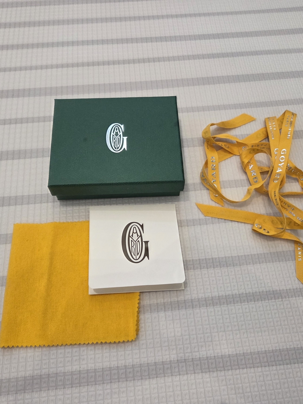Small Goyard Accessory Box with Yellow Ribbon and Cloth